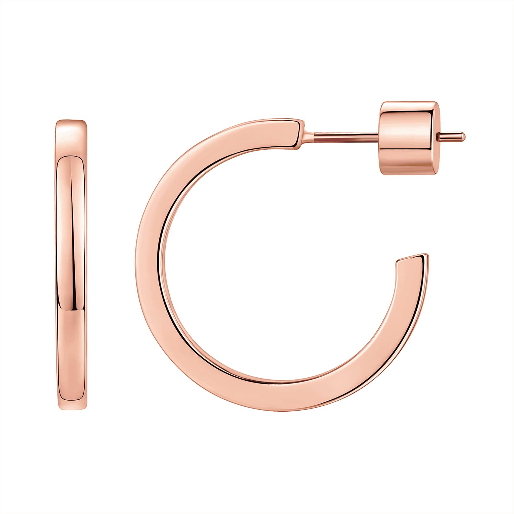 PAVOI 14K Gold Plated Thin Square Edge Open Hoop Earrings for Women