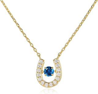 ARSIS Horseshoe Necklace, Women's, 18K Gold Plated, Birthstone Color, Cubic Zirconia, Lucky Motif, Adjustable Amulet Pendant, Stackable, Original Design, Valentine's Day, White Day, Return for School
