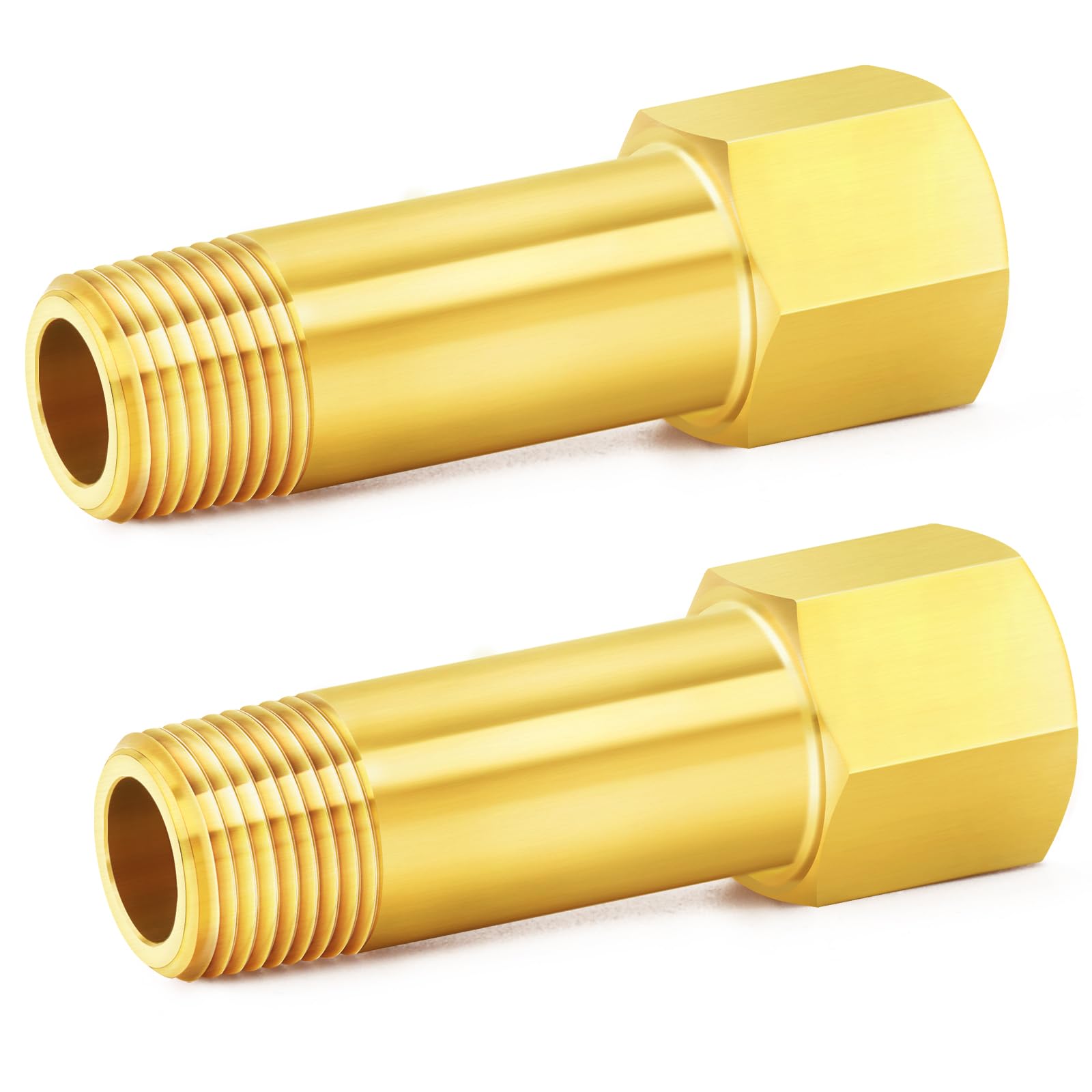 ChillWaves Brass Pipe Fitting, Long Nipple Pipe 1/4" NPT Male x 1/4" NPT Female 