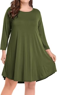 BELAROI Womens Plus Size Fall Dresses A-Line Swing 3/4 Sleeve