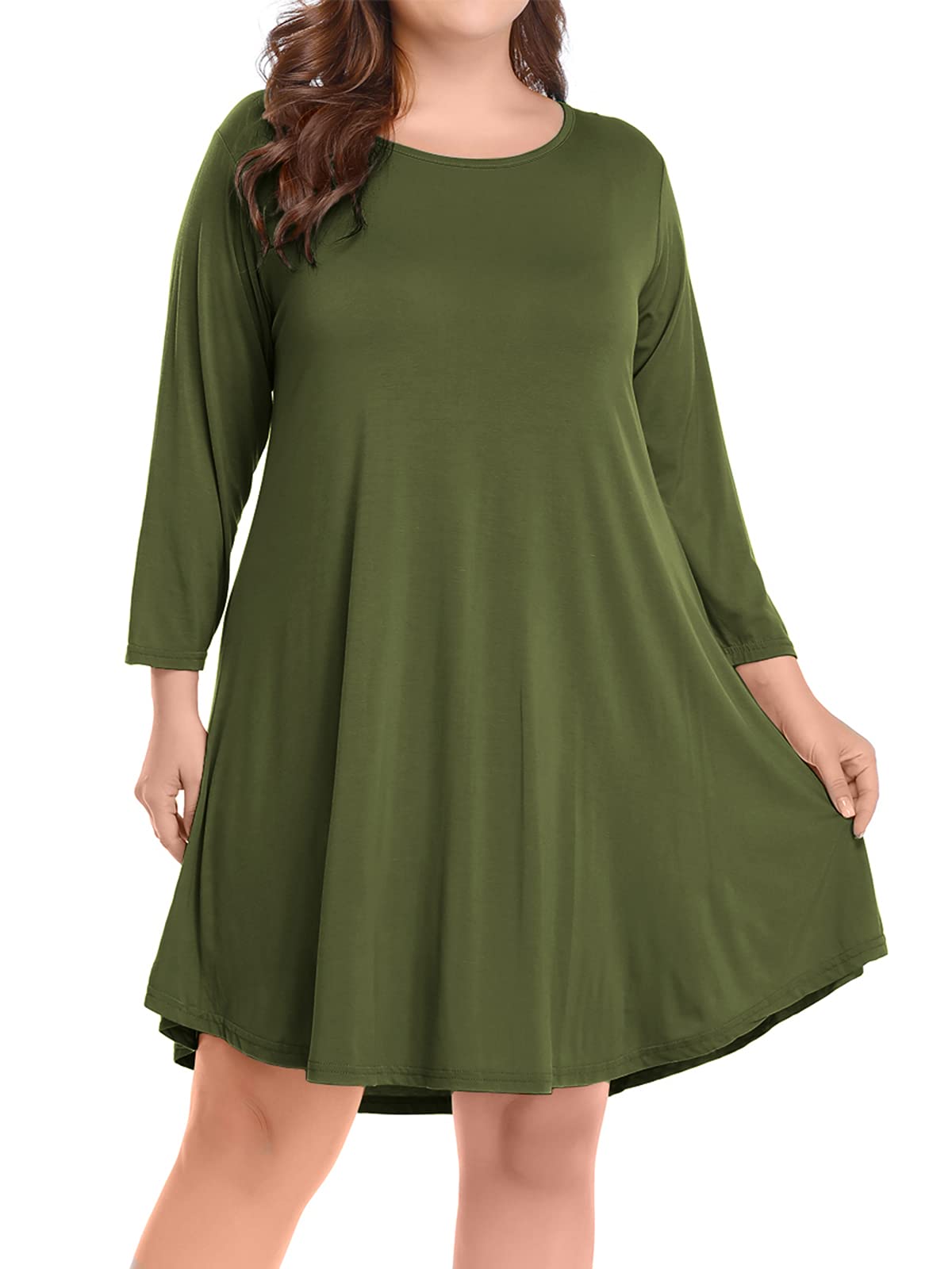 BELAROI Womens Plus Size Fall Dresses A-Line Swing 3/4 Sleeve