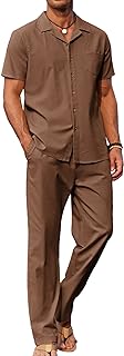 COOFANDY Ilya Men's Linen Beach Suits Set 2 Pieces Holiday Suits