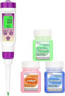 GIDIGI pH Meter for Food Fermentation, Spear pH Probe for Canning Salsa | ±0.01 pH tester with ATC. Replaceable probe with pH calibration kit. For bread dough, hot sauce, kombucha, cosmetics