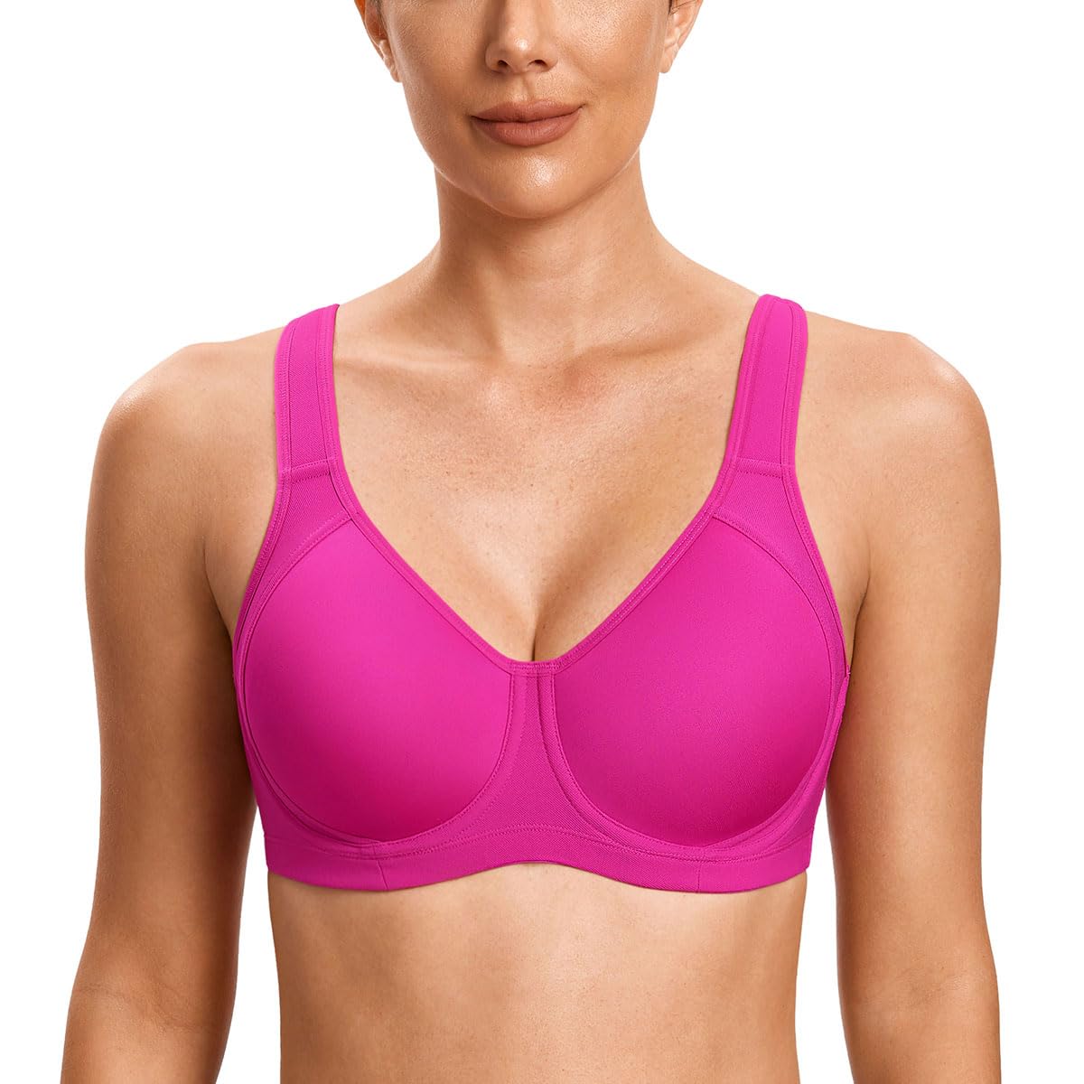 SYROKAN -High Impact Sports Bra Molded Cups for Women Beige - A262 85G, Beige - 