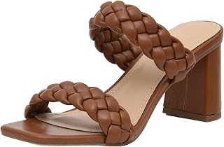 Dunes + CUSHIONAIRE Technology レディース アイリス編みヒールサンダル + 低反発素材 幅広展開, ブラウン, 10 Wide