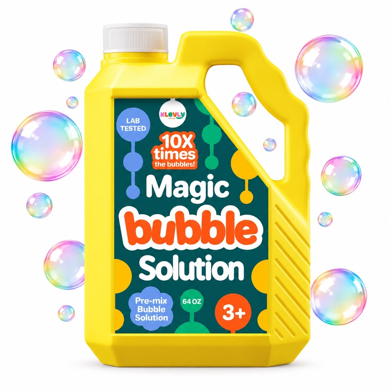 64 oz Iridescent Bubble Solution Refill | Non-Toxic Pre-Mix Bubble Refill Soluti