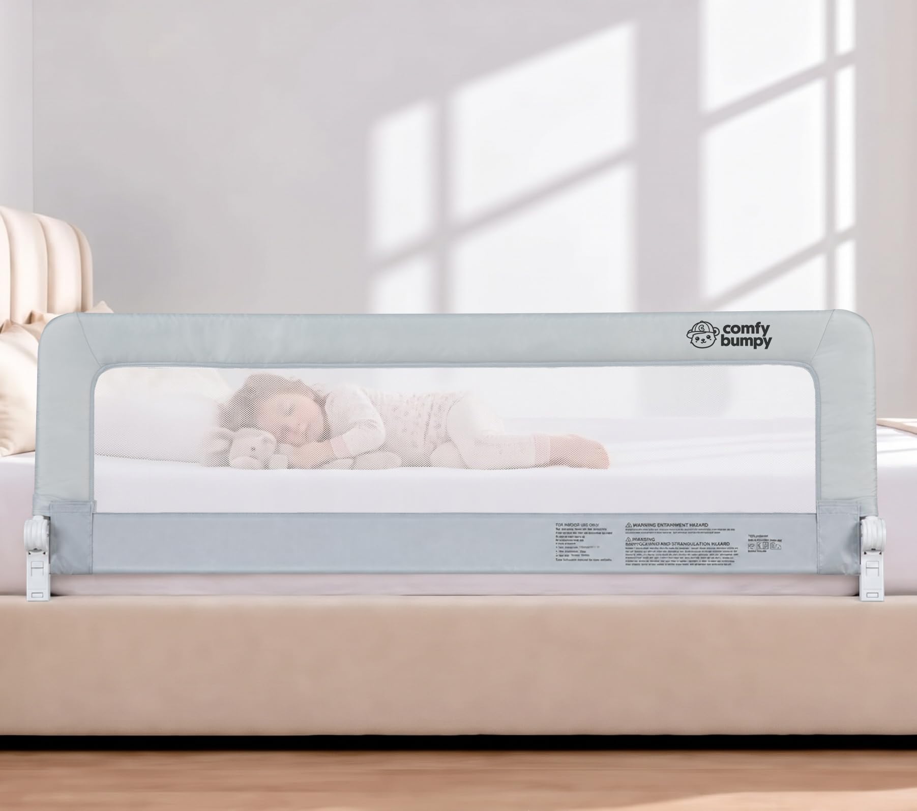ComfyBumpy
Bed
Rail
for
Toddlers,
55.5"
Long,
Extra-Padded,
Swing-Down | Fits 2"