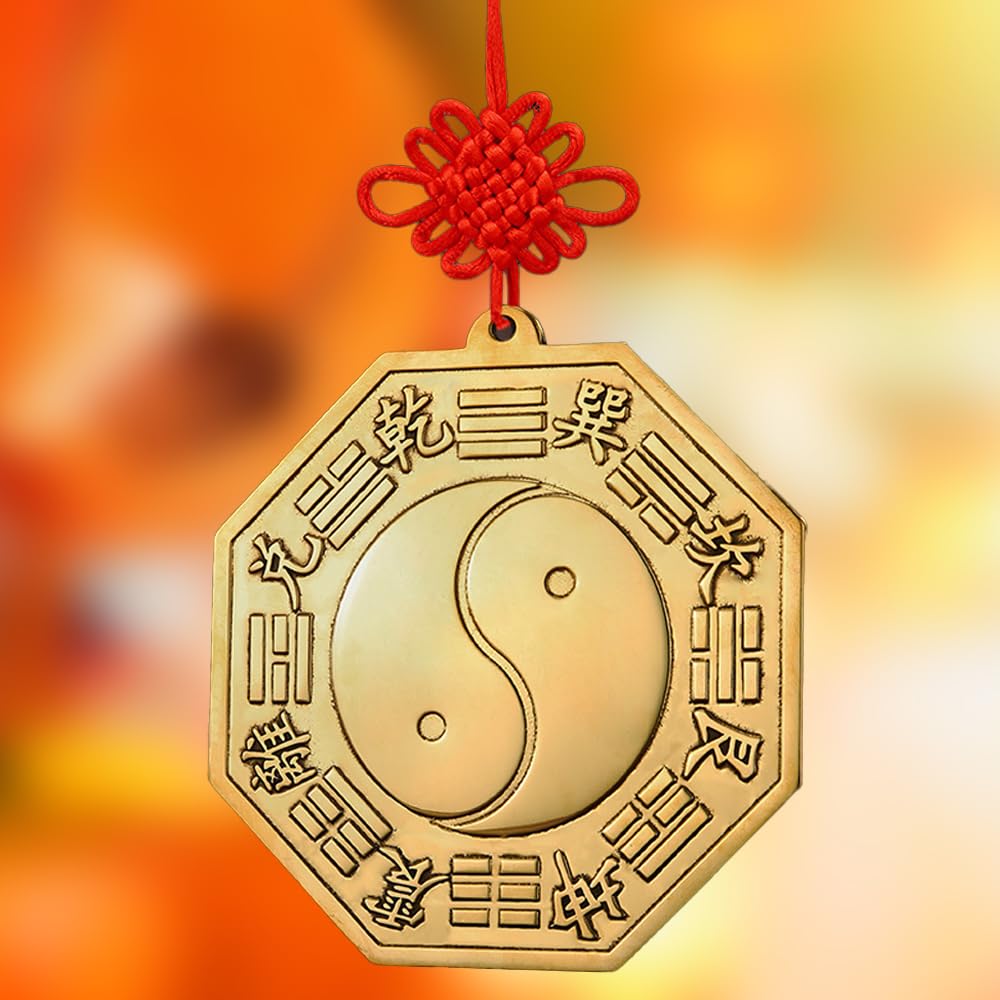 Bagua Mirror Decor for Positive Energy Traditional Feng Shui Hanging Ornament Ba
