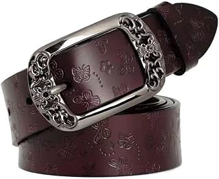 Cintura da donna in pelle con farfalla goffrata vintage floreale fibbia cintura in vita moda casual cintura per jeans e abiti