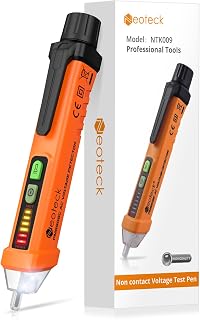 Neoteck Non Contact Voltage Detector 12-1000V AC Voltage Tester | Identifies Live and Null Wires with Audible Beeps and LED Alerts ,Flashlight for Outlets,Switches,and Circuit Breakers-Orange