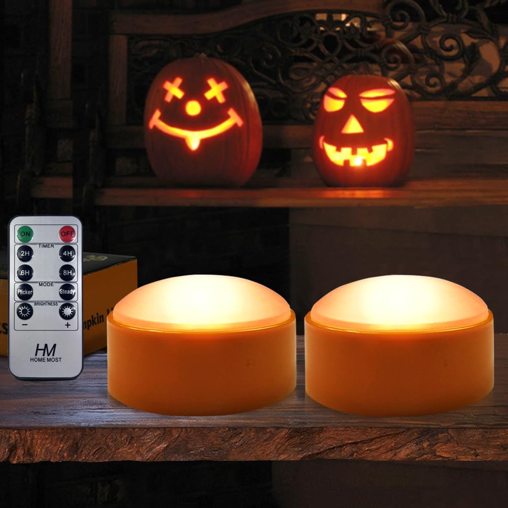 HOME MOST 2-Pack Halloween Pumpkin Lights with Remote/Timer - Orange Pumpkin Lig