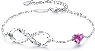 LOUISA SECRET Bracelet Femme Argent 925 Infini, Bracelet amour Femme Ajustable, Bijoux Femme Regalos Noël Femme Cumpleaños Día de las Madre, Regalo Maman Infinity Heart Pulseras Silver, One Size,