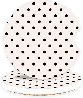 Ceramic Car Coasters – Absorbent Car Cup Holder Coaster Set for Women, Cute Aesthetic Car Accessories for Girls, 2 Pack (Dark Gray)