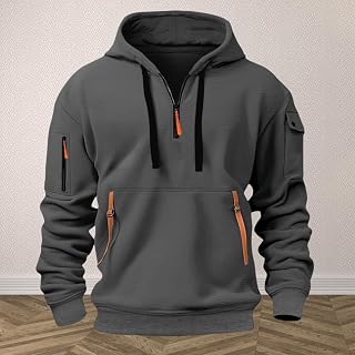 Men's Long Sleeve Full Zip Hoodie, Contrast Zipper Casual Pullover, Lightweight French Terry Sweatshirt for Men