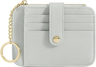 Front Pocket Wallet for Women, Slim Card Holder with Detachable Keychain, grey, Slim Card Holder with Detachable Keychain