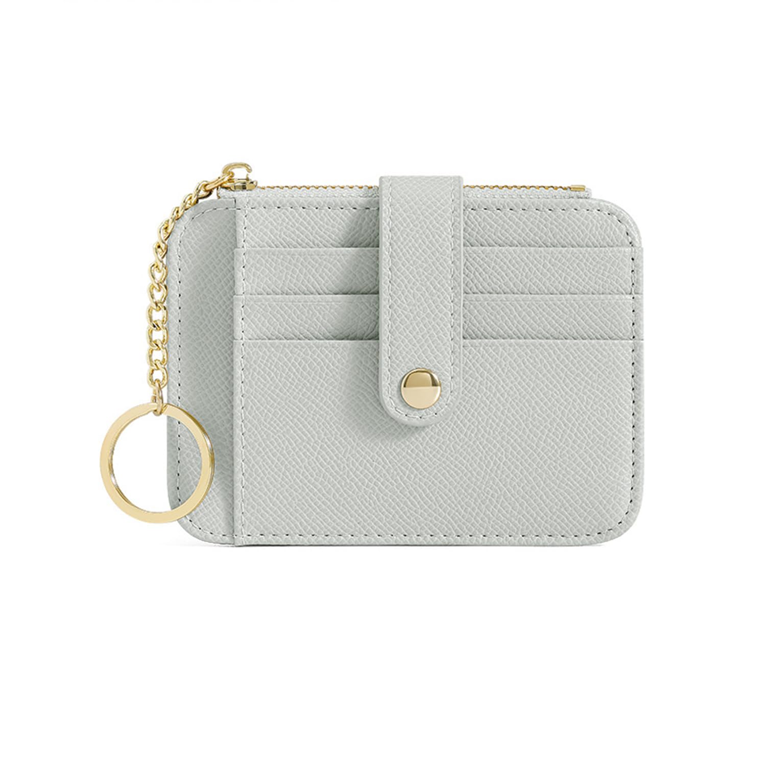 Front Pocket Wallet for Women, Slim Card Holder with Detachable Keychain, grey, 