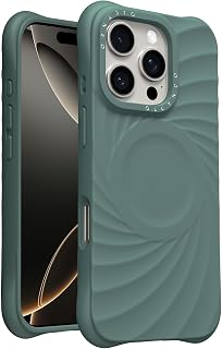 ORNARTO VORTUXE Cover for iPhone 16 Pro Max [2X Military Grade Protection/Wavy Texture/Compatible with MagSafe] Soft Liquid Silicone Case 6.9 Inch-Pine Green