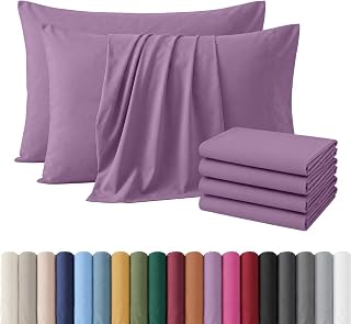 Hafaa Pack of 4 Purple Microfiber Plain Bed Pillow Cases (50 x 75 Cm)