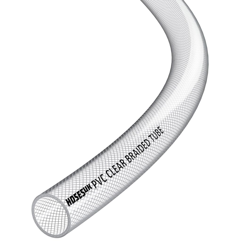13mm (1/2") ID Braided PVC Tubing, Flexible Clear Water Hose 2m