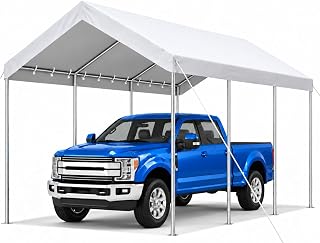 Aoxun 10x20 ft Heavy Duty Carport, Adjustable Height Portable Garage, White | Car Canopy for Cars, Boats, Trucks, Outdoor Carport Shelter with Reinforced Frame, Outdoor Storage, Portable Car Tent