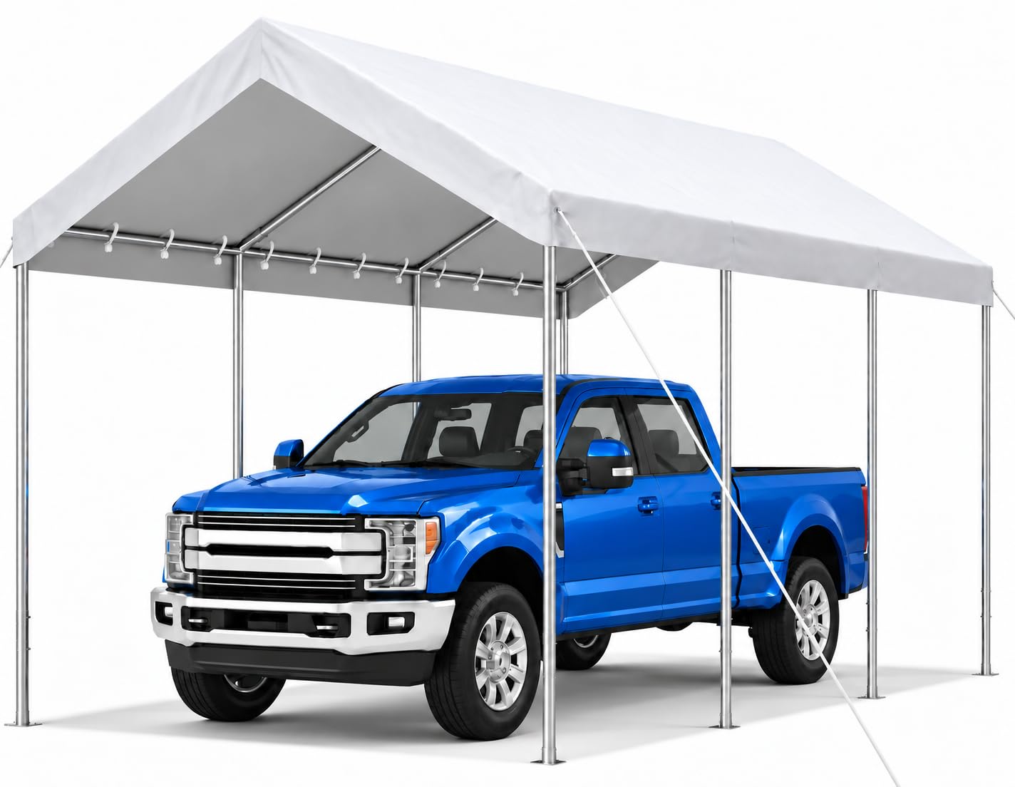 Aoxun 10x20 ft Heavy Duty Carport, Adjustable Height Portable Garage, White | Ca