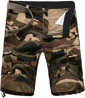 ELETOP Mens Casual Cargo Shorts Elastic Waist Relaxed Fit Multi Pocket Work Cargo Shorts