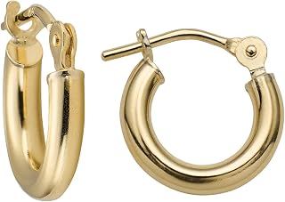 MAZZERI Solid Gold Hoop Earrings 14k Real Gold For Women and Men - Hypoallergenic, Made in the USA, Available in Yellow or White Gold