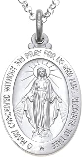 Alexander Castle Large 925 Sterling Silver Miraculous Medal Catholic Necklace - 30mm x 21mm Miraculous Medal with 20" Silver Chain & Jewellery Gift Box