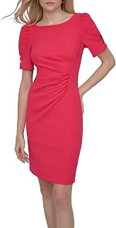 DKNY Button Short Sleeve Ruched Sheath Dress for Women