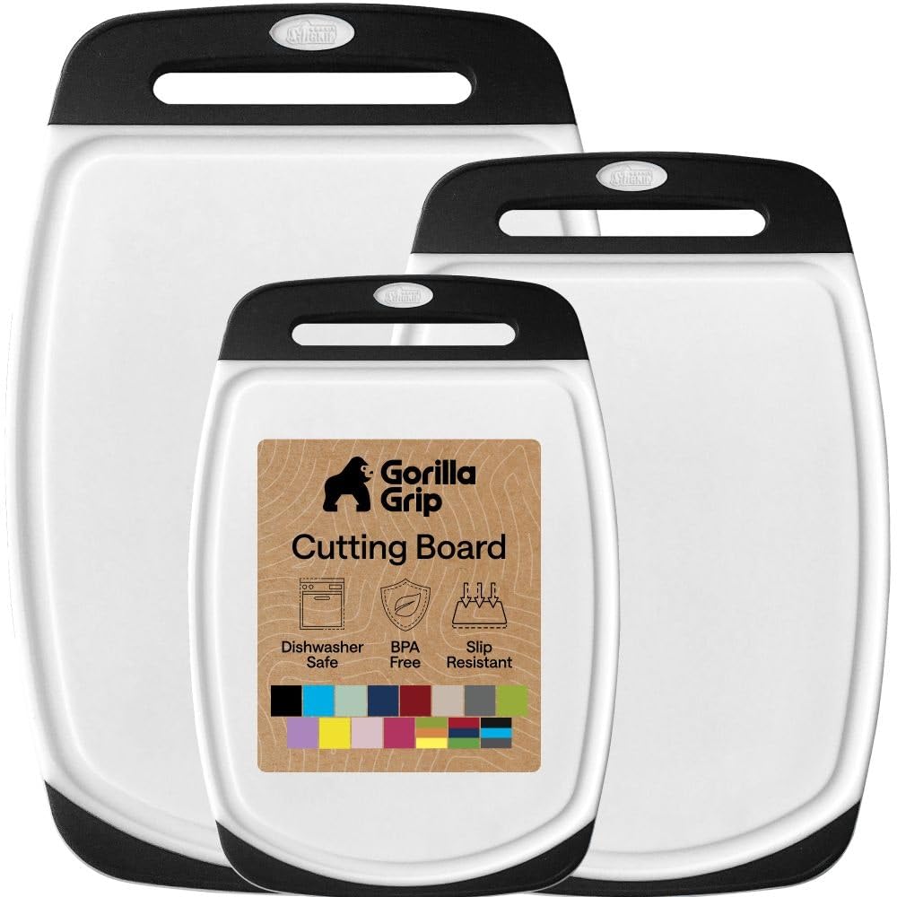 GORILLA GRIP Cutting Board, Slip Resistant and Nonporous, BPA-Free, Black | Dura
