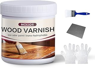 MOLLOR Water Based Polyurethane Acrylic Wood Sealer, 16 OZ Semi-Gloss Clear Coat with Tool Kit, Waterproof Scratch Resistant Wood Finish for Furniture & Wood Surfaces