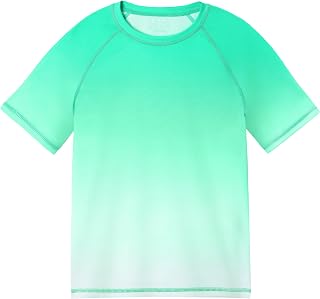 Roadbox Boys Rash Guard Short Sleeve, Swim Shirt UPF 50+ Sun Protection, Kids Quick Dry Rashguard Water Shirt for Surf Beach