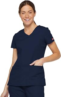 Dickies Women's EDS Signature V-Neck Top with Multiple Patch Pockets Medical Scrubs Shirt (Pack of 1)