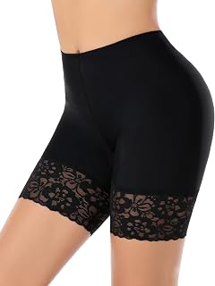 YARRCO Lace Anti Chafing Shorts for Women Seamless Slip Shorts for Under Dresses Boyshorts Safety Shorts Underwear