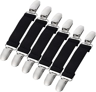 2 Pairs Winter Mitten Clips Elastic Stainless Steel Gloves Clips for Toddler, Kids, Baby and Adults Dress Clips Cinch Sweater Collar Cardigan Shawl Fashion Fit Garment Blouse Waist Clips