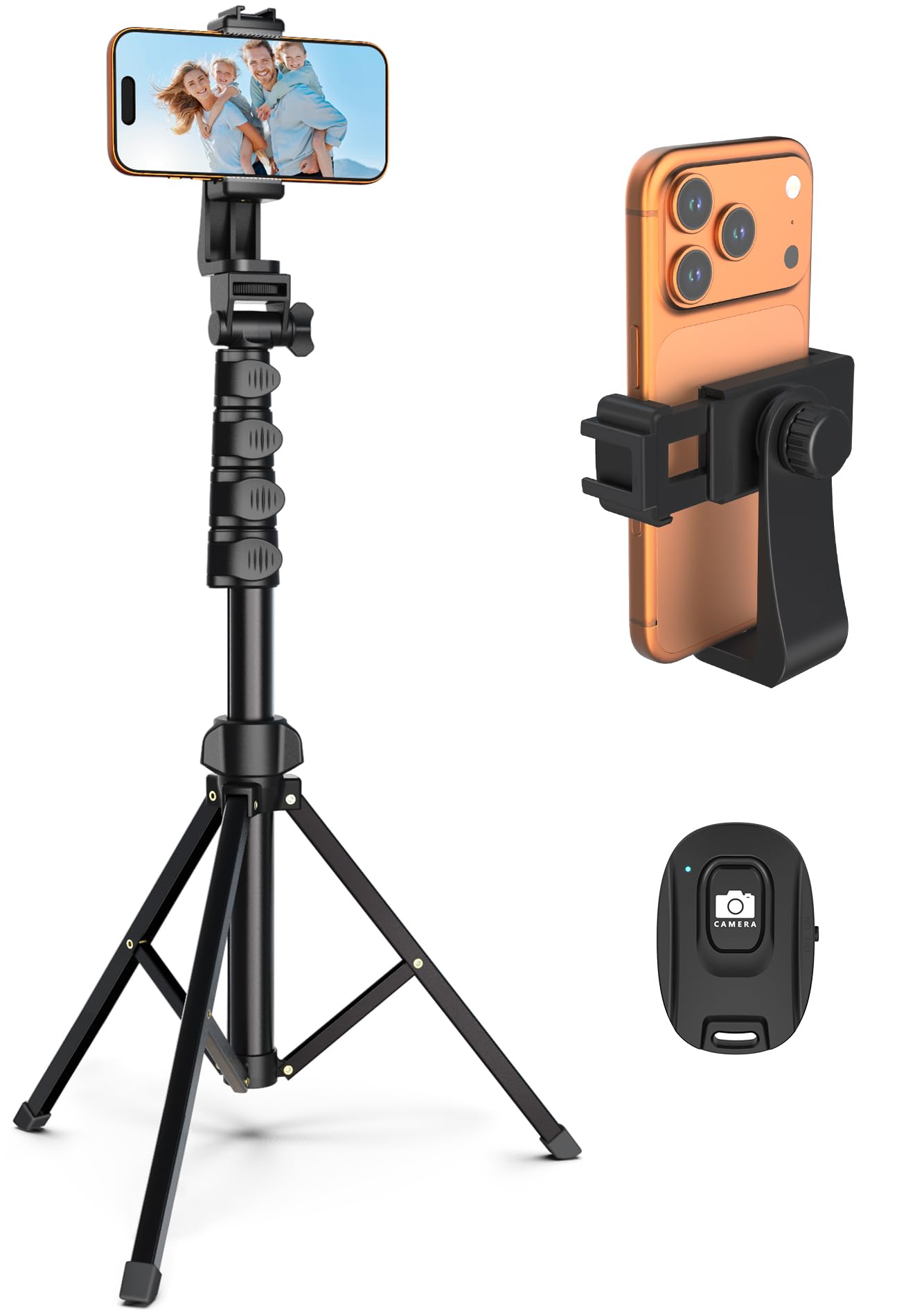 Liphisy 64” Tripod for Cell Phone & Camera with Remote and Phone Holder | Sturdy