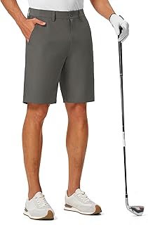TBMPOY Mens Golf Shorts 9 Inch Stretch Quick Dry Casual Flat Front Elastic Waist Shorts Mens 5 Pocket Shorts