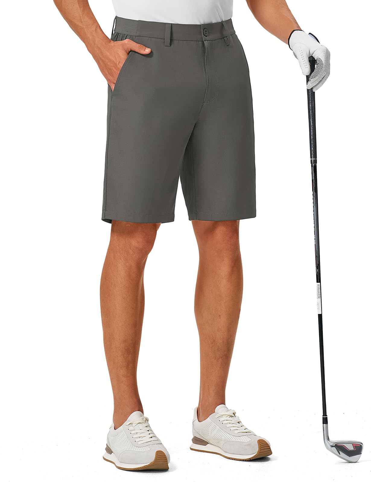 TBMPOY Mens Golf Shorts 9 Inch Stretch Quick Dry Casual Flat Front Elastic Waist