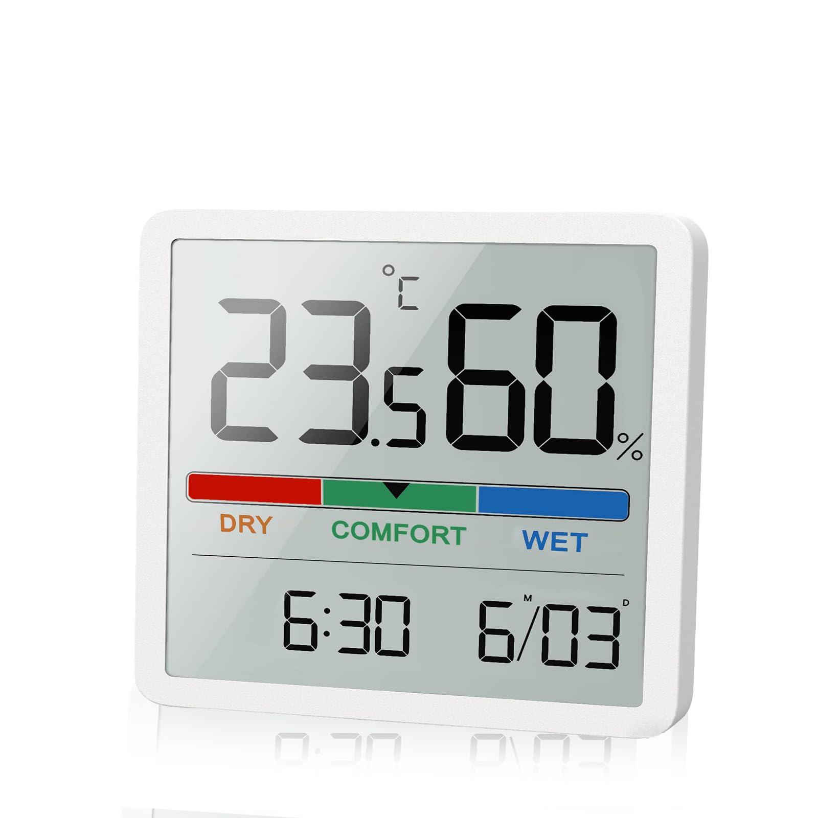 Digital Indoor Thermometer Hygrometer with Time & Date Display | High-Contrast L