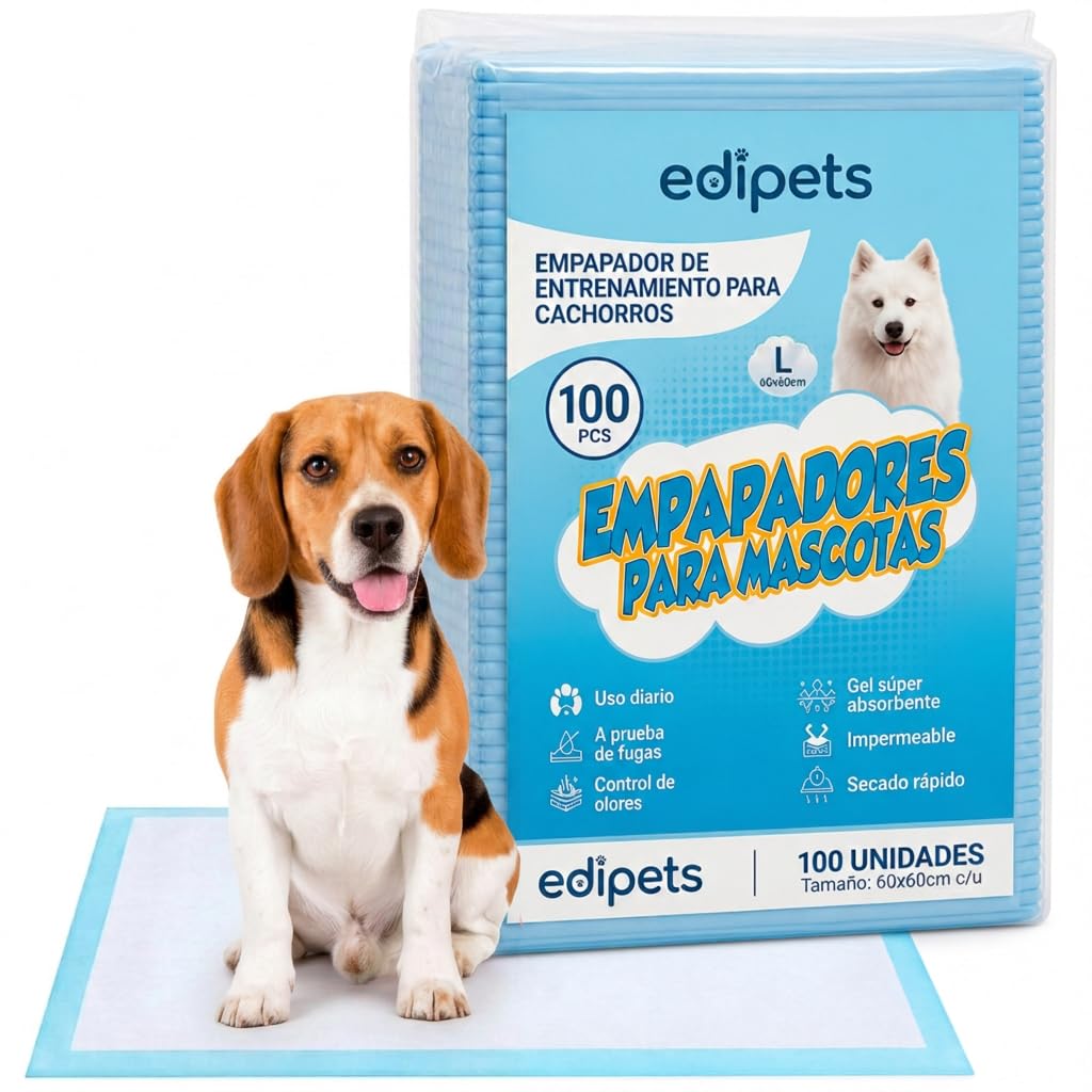 Edipets, Dog Pads, 60 x 60 cm, (White – 100 Units), Disposable Pet Mats, Trainin