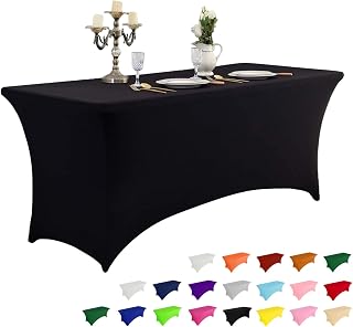 IVAPUPU 6FT Black Table Cloth for Rectangular Spandex Table Cover
