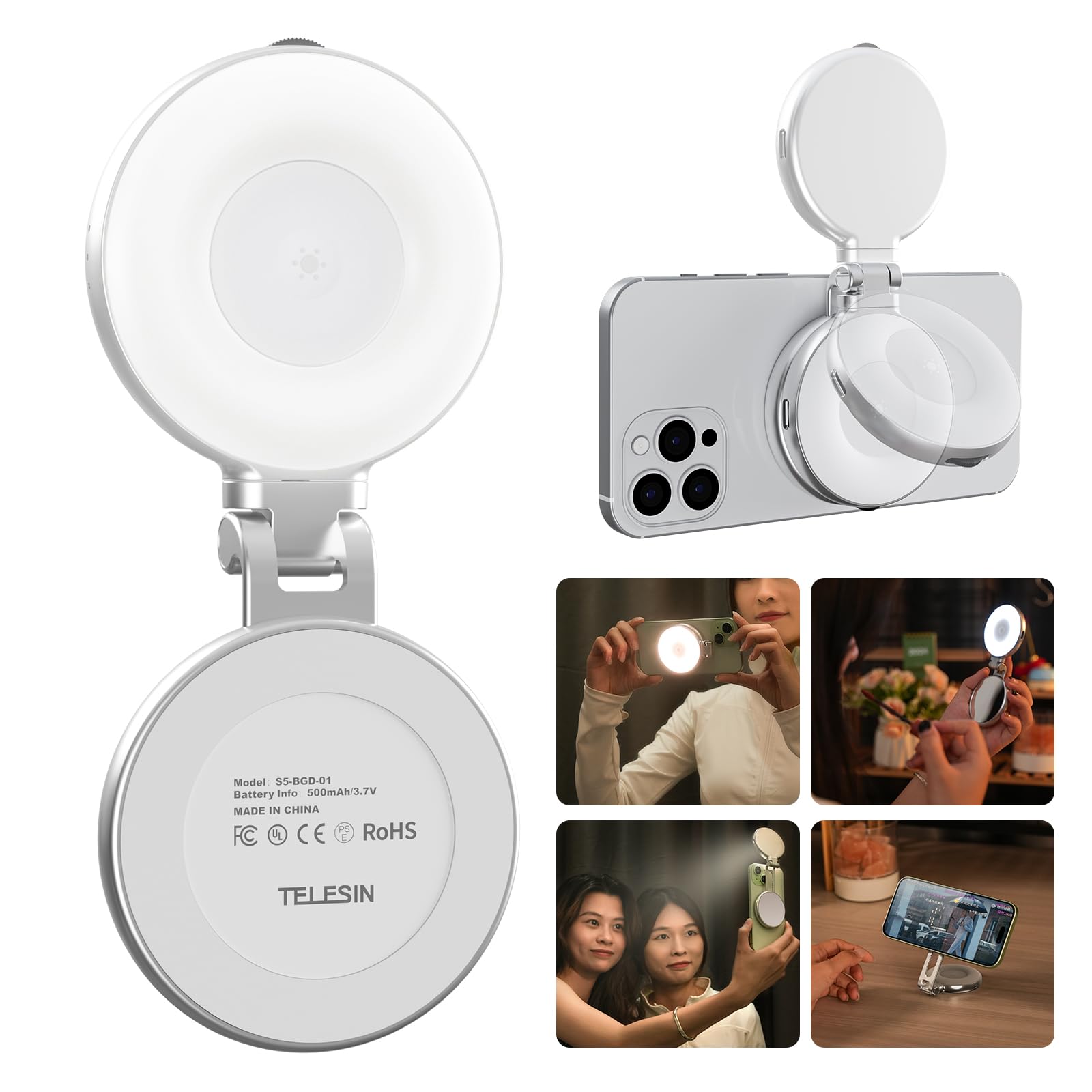 TELESIN C03 Magnetic Selfie Light, Phone Light for iPhone Magsafe | CRI97 360° L