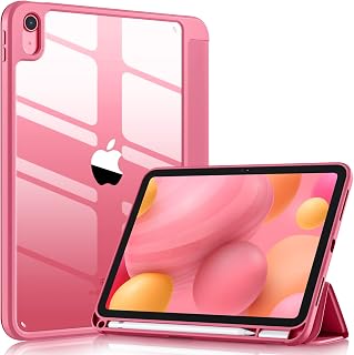 Wenlaty for iPad (A16) 11th Gen Case, iPad 10th Gen Case,Watermelon Pink | Slim Trifold Stand Protective Cover with Pencil Holder, for iPad 11/10.9 Inch 2025/2022, Clear PC Backshell, Auto Wake/Sleep