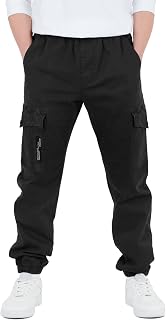 CAMLAKEE Children's Trousers, Cargo Joggers with Elastic Waist