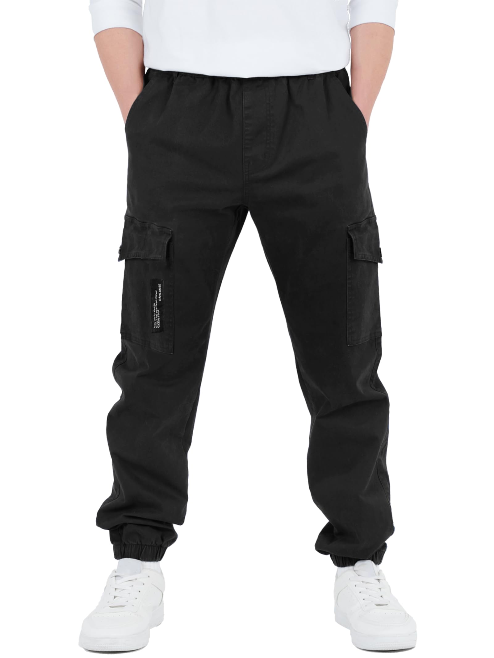CAMLAKEE Children's Trousers, Cargo Joggers with Elastic Waist