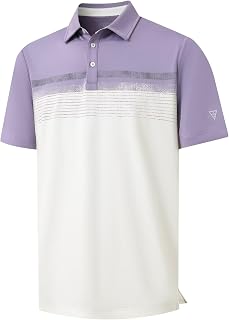 M MAELREG Golf Shirts for Men Dry Fit Performance Chest Print Color Block Moisture Wicking Casual Short Sleeve Polo Shirts