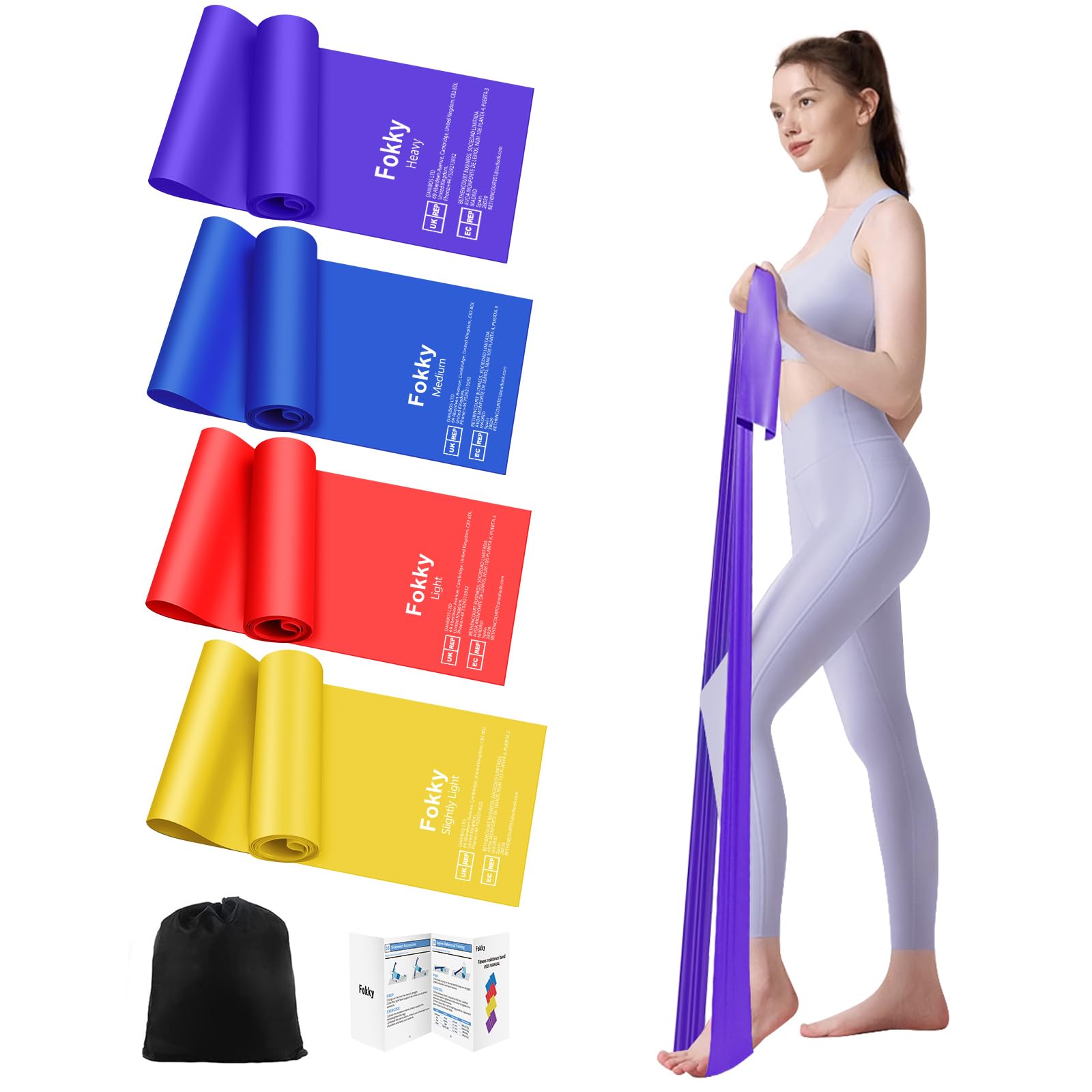 Fokky Gomas Elasticas Musculacion [Set de 4], 1.8M Bandas Elasticas Fitness | Ba