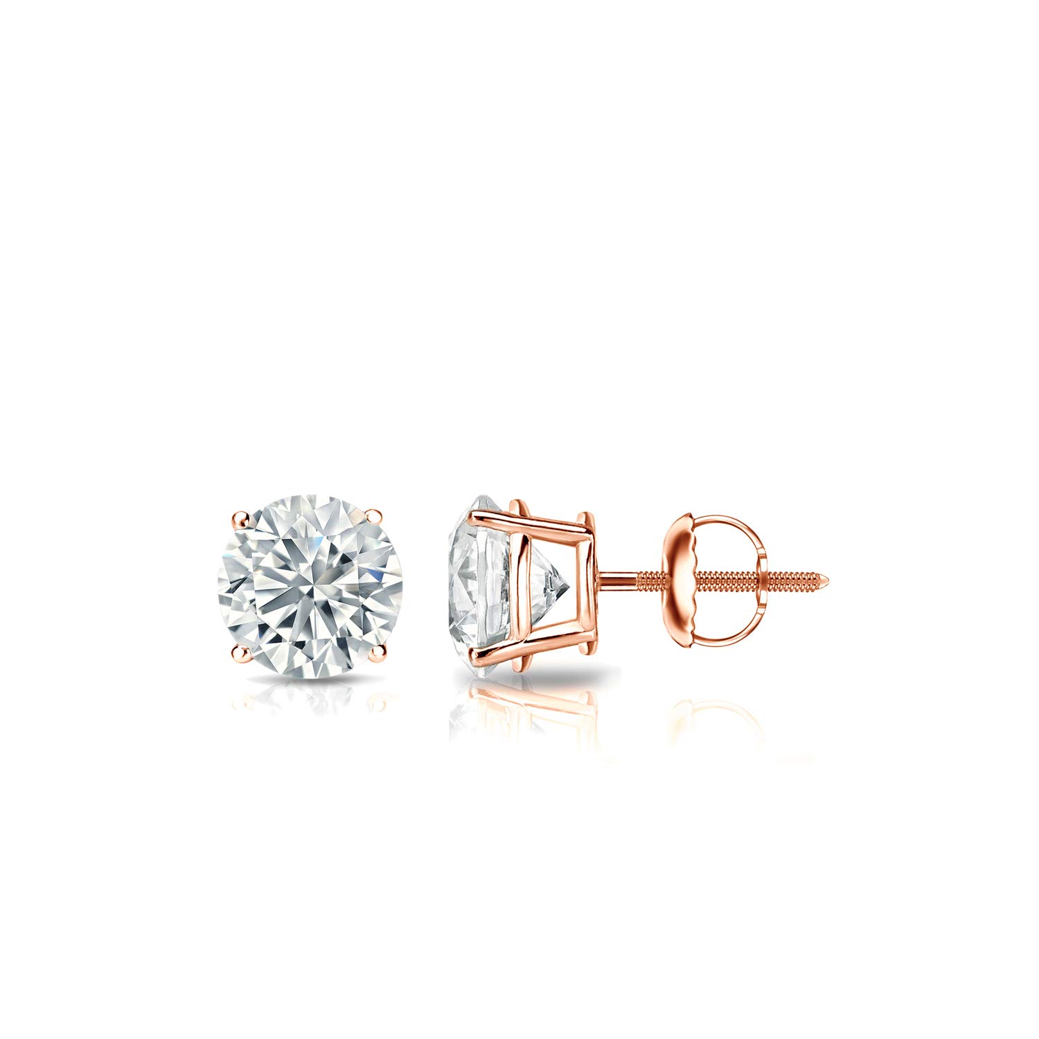 1/5 to 2 Carat Lab Grown Diamond Round Stud Earrings for Women in 14k Gold (VS2-