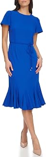 Tommy Hilfiger Stretch Fabric Trumpet Skirt Self-Tie Belt Dress Women's Dress