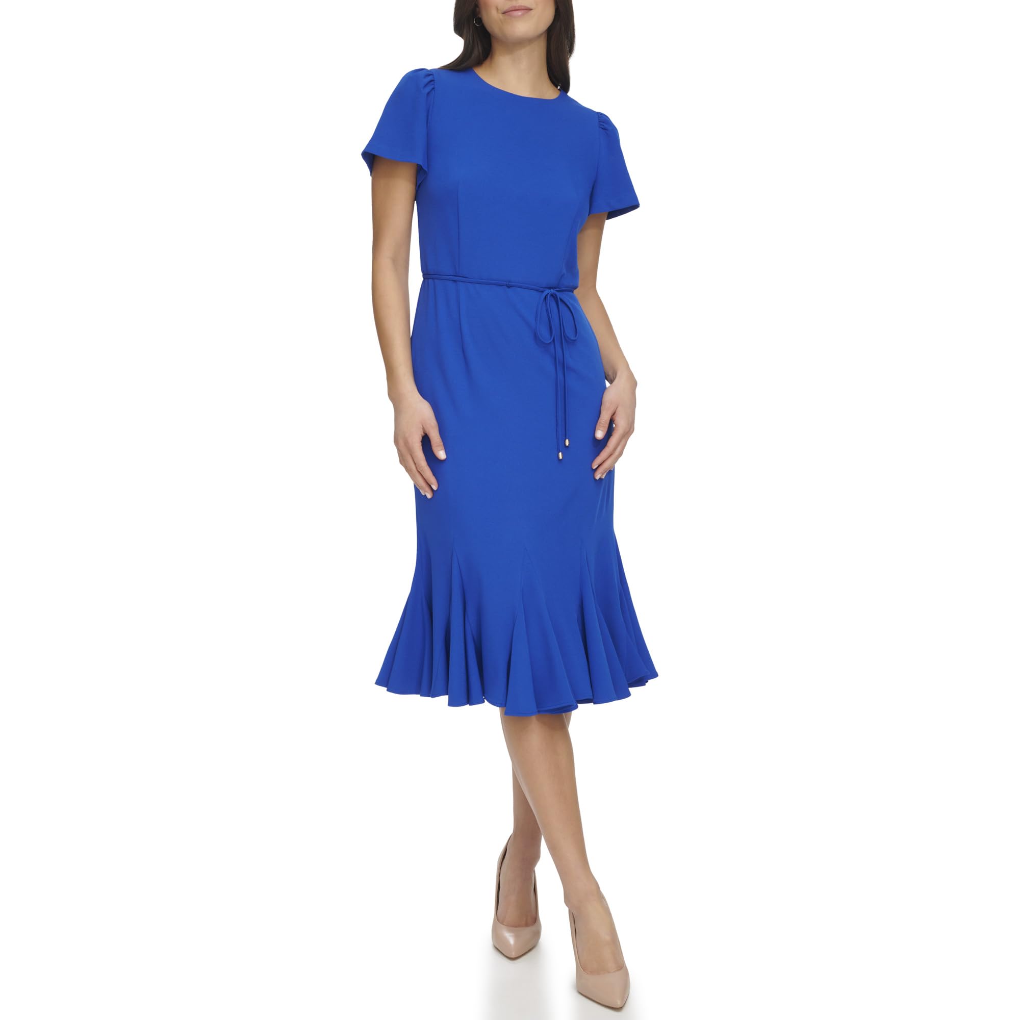 Tommy Hilfiger Stretch Fabric Trumpet Skirt Self-Tie Belt Dress Women's Dress